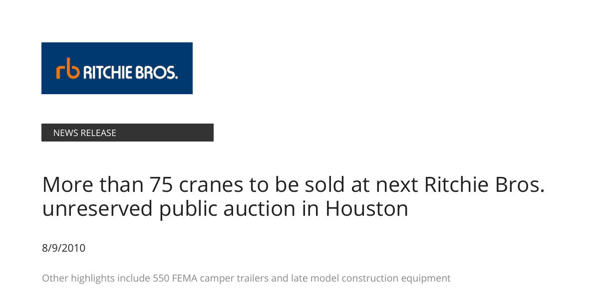 More than 75 cranes to be sold at next Ritchie Bros Auctions